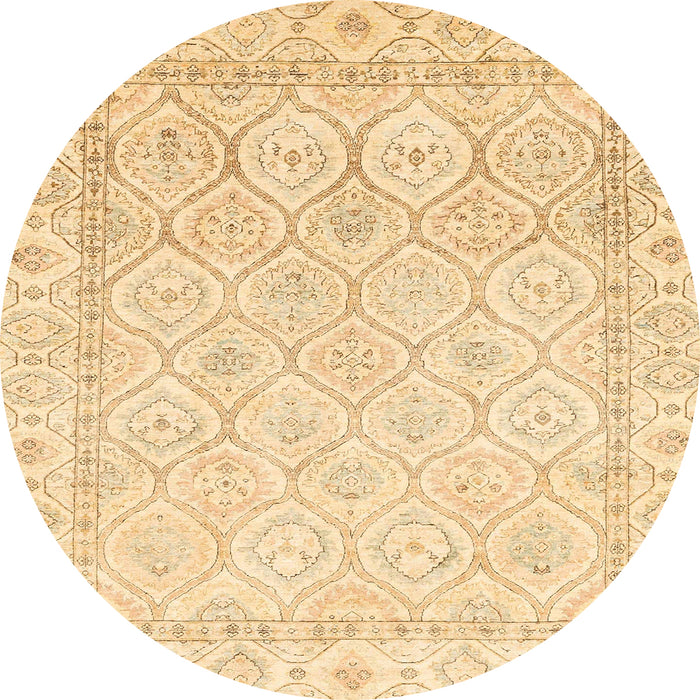 Round Machine Washable Abstract Sun Yellow Rug, wshabs3345