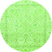 Round Oriental Green Traditional Rug, abs3345grn