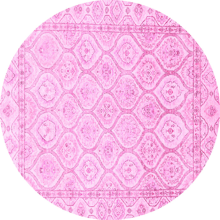 Round Oriental Pink Traditional Rug, abs3345pnk