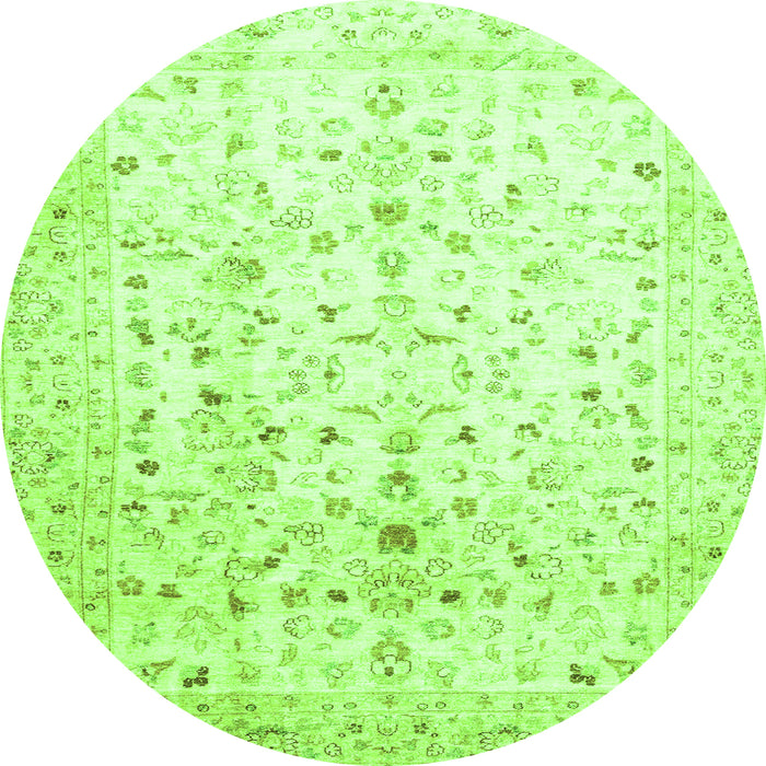 Round Oriental Green Traditional Rug, abs3346grn