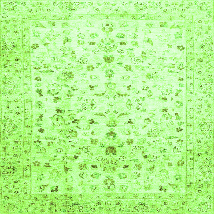 Square Machine Washable Oriental Green Traditional Area Rugs, wshabs3346grn