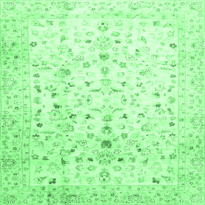 Square Machine Washable Oriental Emerald Green Traditional Area Rugs, wshabs3346emgrn