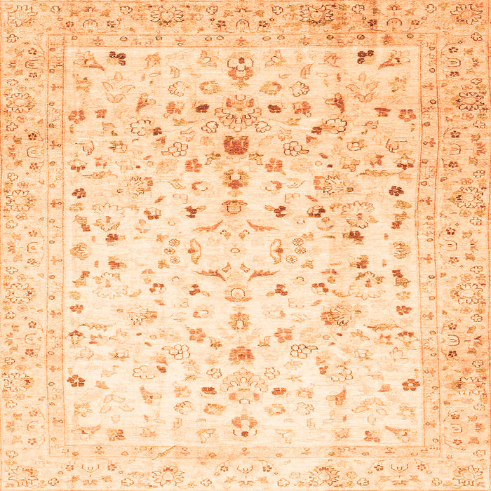 Square Machine Washable Oriental Orange Traditional Area Rugs, wshabs3346org