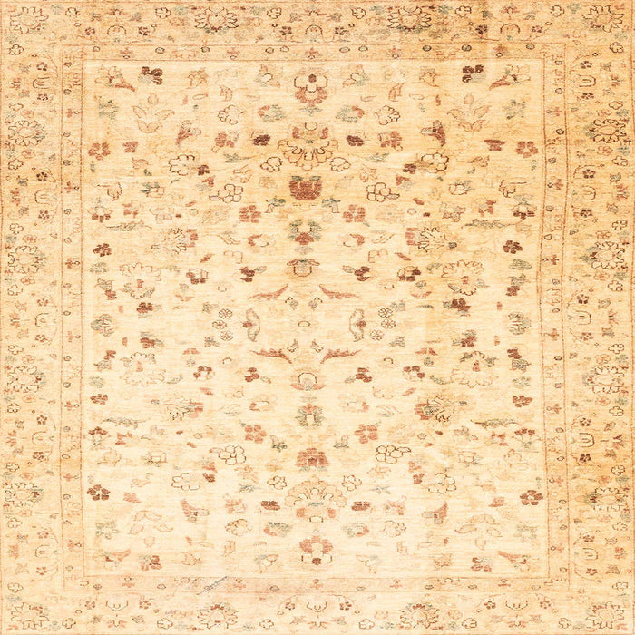 Square Abstract Sun Yellow Oriental Rug, abs3346