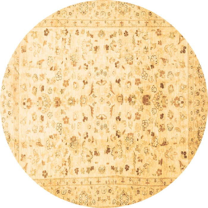 Round Machine Washable Oriental Brown Traditional Rug, wshabs3346brn