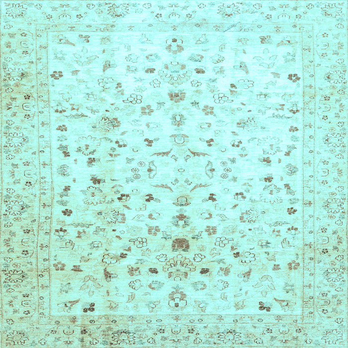 Square Oriental Light Blue Traditional Rug, abs3346lblu