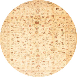 Round Machine Washable Abstract Sun Yellow Rug, wshabs3346