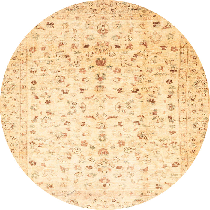 Round Machine Washable Abstract Sun Yellow Rug, wshabs3346