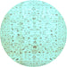 Round Oriental Light Blue Traditional Rug, abs3346lblu