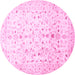 Round Machine Washable Oriental Pink Traditional Rug, wshabs3346pnk