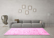 Machine Washable Oriental Pink Traditional Rug in a Living Room, wshabs3346pnk