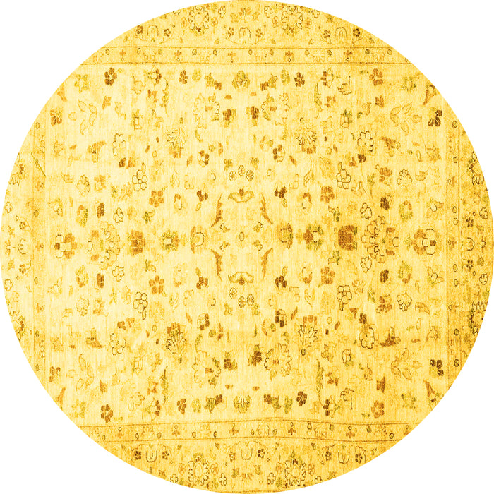 Round Oriental Yellow Traditional Rug, abs3346yw