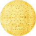 Round Oriental Yellow Traditional Rug, abs3346yw