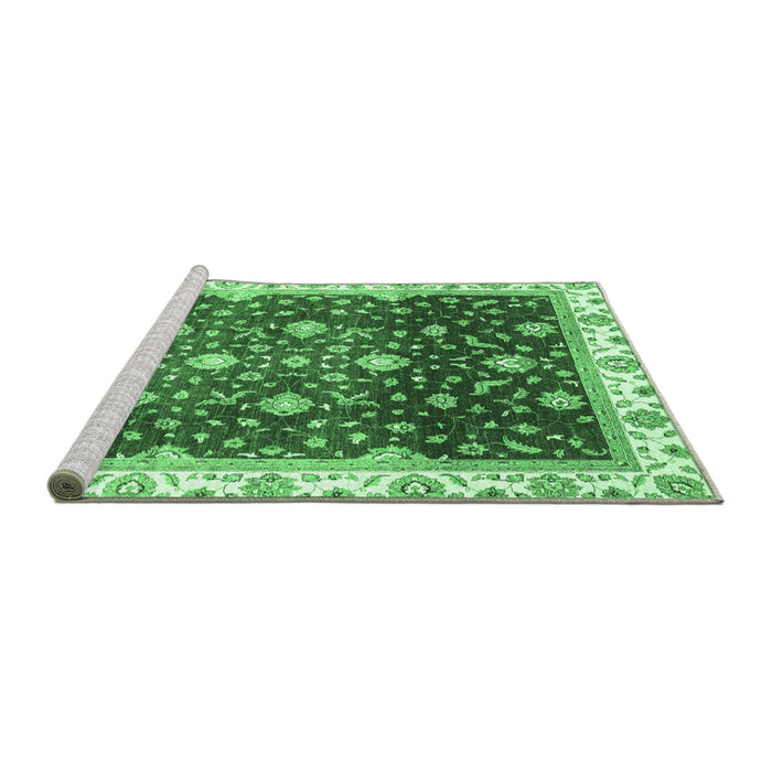 Sideview of Machine Washable Oriental Emerald Green Traditional Area Rugs, wshabs3347emgrn