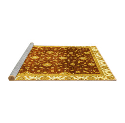 Sideview of Machine Washable Oriental Yellow Traditional Rug, wshabs3347yw