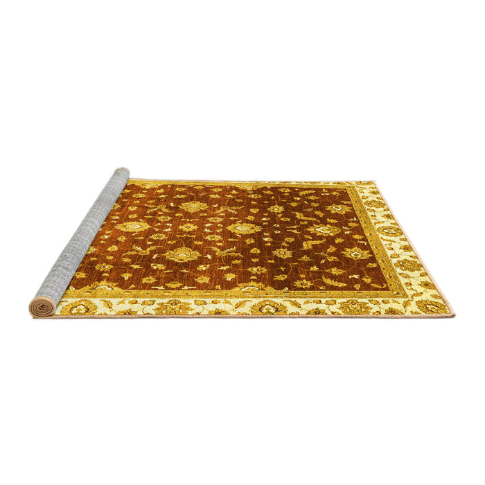 Sideview of Machine Washable Oriental Yellow Traditional Rug, wshabs3347yw