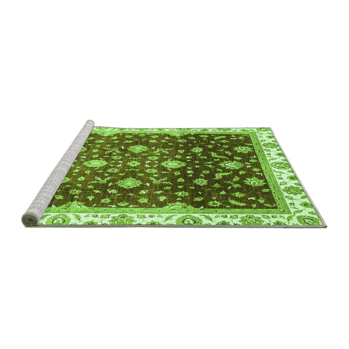 Sideview of Machine Washable Oriental Green Traditional Area Rugs, wshabs3347grn