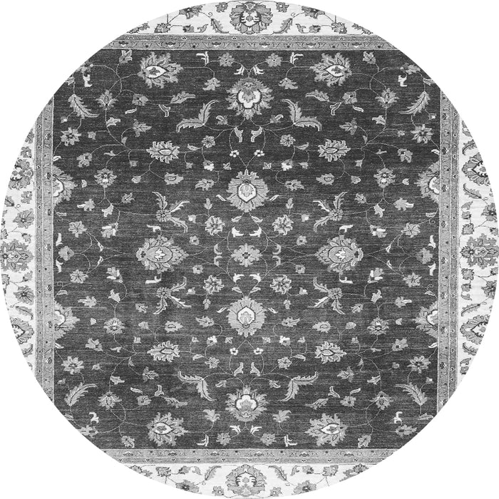 Round Machine Washable Oriental Gray Traditional Rug, wshabs3347gry