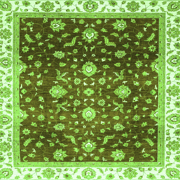 Square Machine Washable Oriental Green Traditional Area Rugs, wshabs3347grn