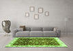 Machine Washable Oriental Green Traditional Area Rugs in a Living Room,, wshabs3347grn