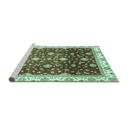 Sideview of Machine Washable Oriental Turquoise Traditional Area Rugs, wshabs3347turq