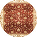 Round Abstract Red Oriental Rug, abs3347