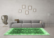 Machine Washable Oriental Emerald Green Traditional Area Rugs in a Living Room,, wshabs3347emgrn