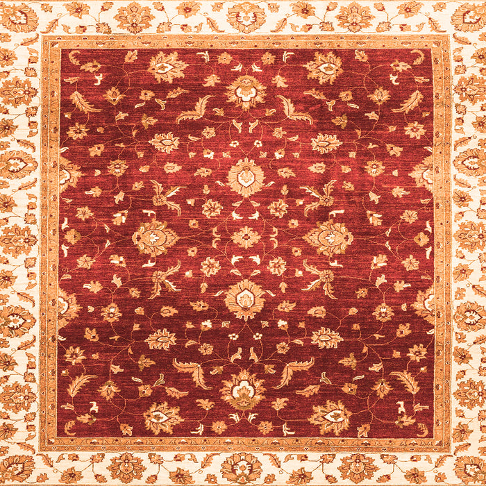 Square Machine Washable Oriental Orange Traditional Area Rugs, wshabs3347org