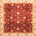 Square Machine Washable Oriental Orange Traditional Area Rugs, wshabs3347org