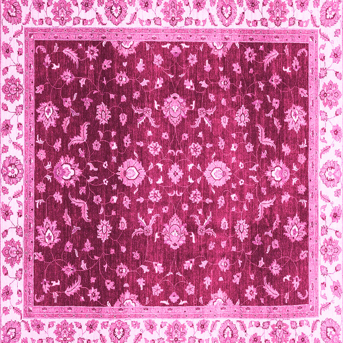 Square Machine Washable Oriental Pink Traditional Rug, wshabs3347pnk