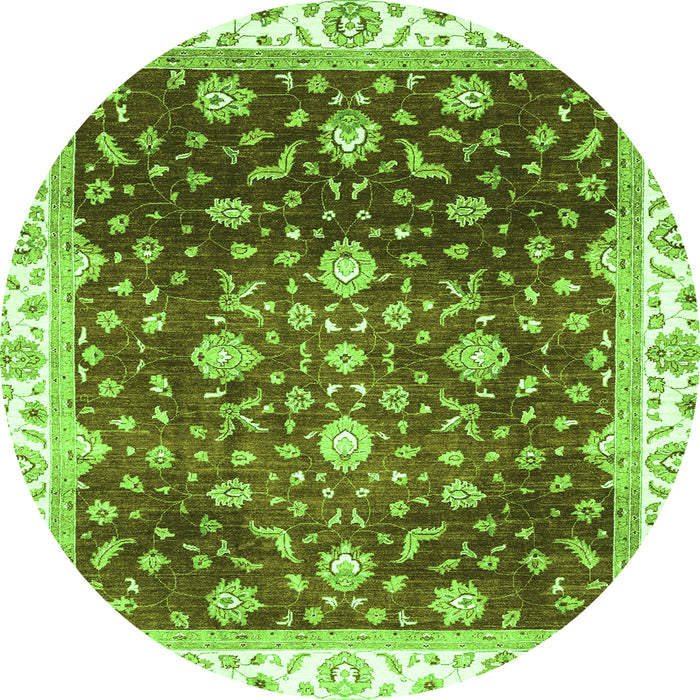 Round Oriental Green Traditional Rug, abs3347grn