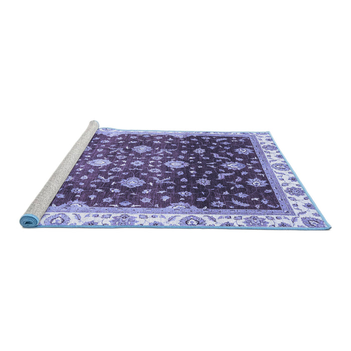 Sideview of Machine Washable Oriental Blue Traditional Rug, wshabs3347blu
