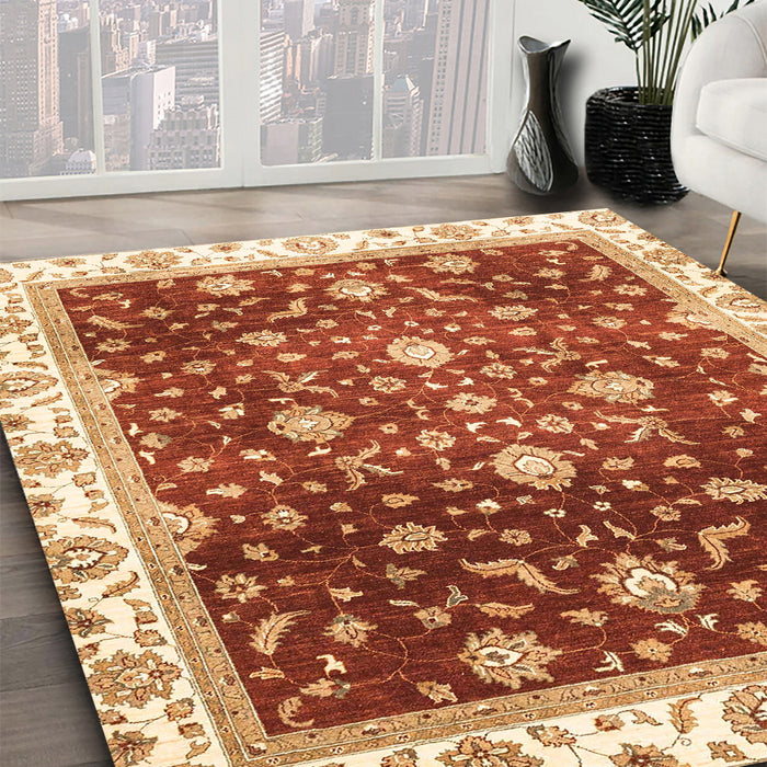 Machine Washable Abstract Red Rug in a Family Room, wshabs3347