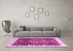Machine Washable Oriental Purple Traditional Area Rugs in a Living Room, wshabs3347pur
