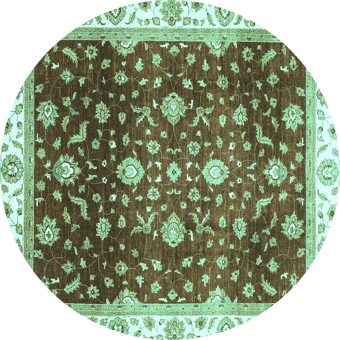 Round Oriental Turquoise Traditional Rug, abs3347turq