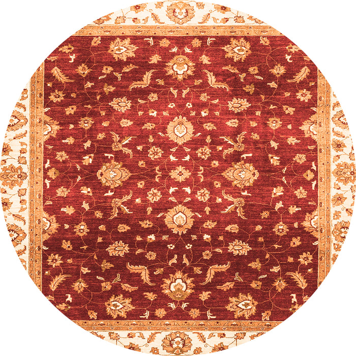 Round Oriental Orange Traditional Rug, abs3347org