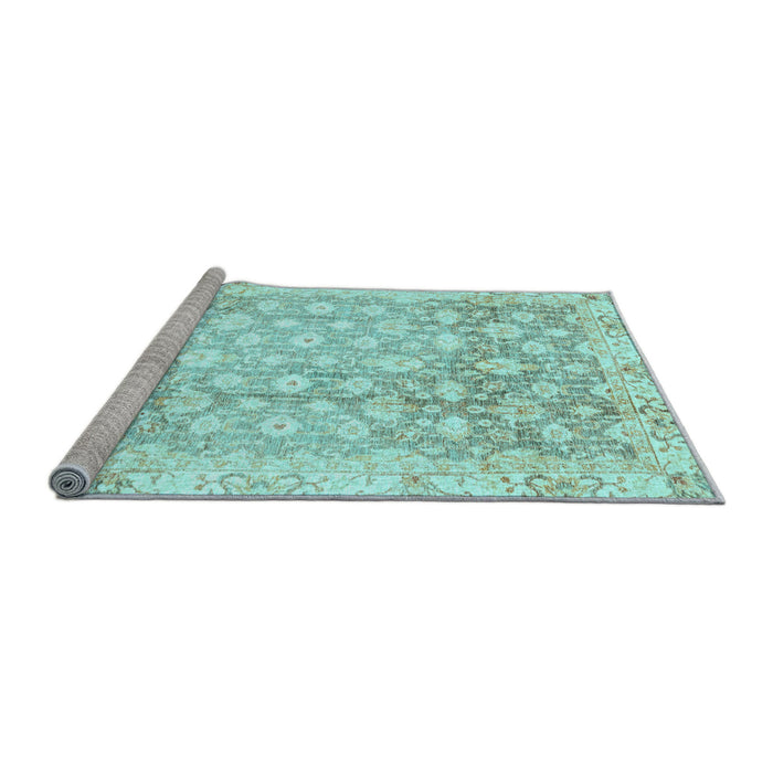 Sideview of Machine Washable Oriental Light Blue Traditional Rug, wshabs3348lblu