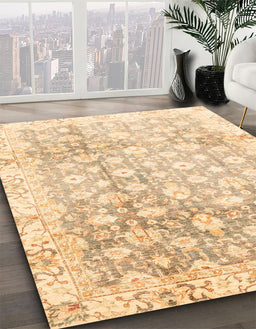 Abstract Sun Yellow Oriental Rug in Family Room, abs3348