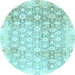 Round Oriental Light Blue Traditional Rug, abs3348lblu