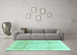 Machine Washable Oriental Turquoise Traditional Area Rugs in a Living Room,, wshabs3348turq