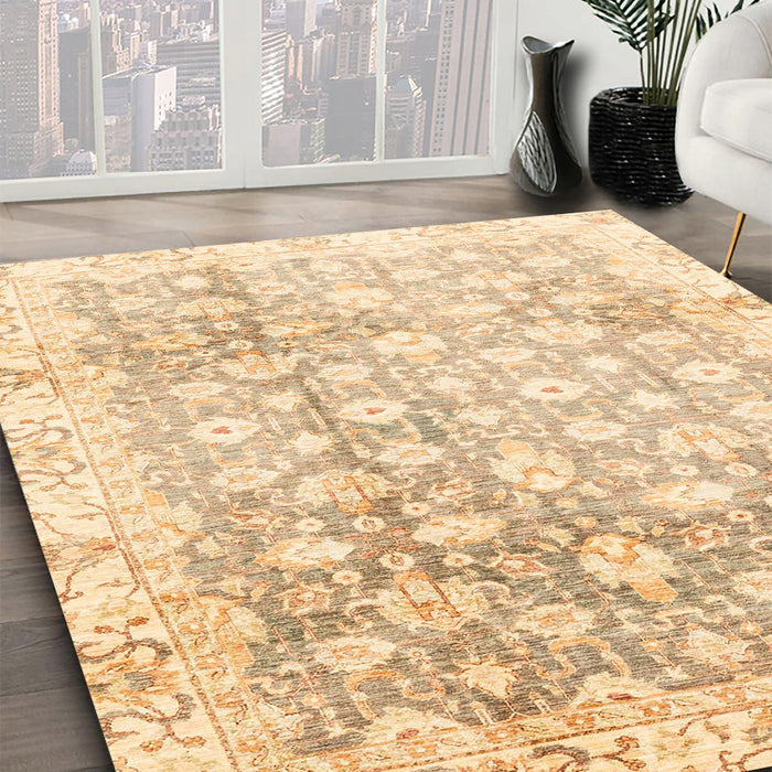 Machine Washable Abstract Sun Yellow Rug in a Family Room, wshabs3348
