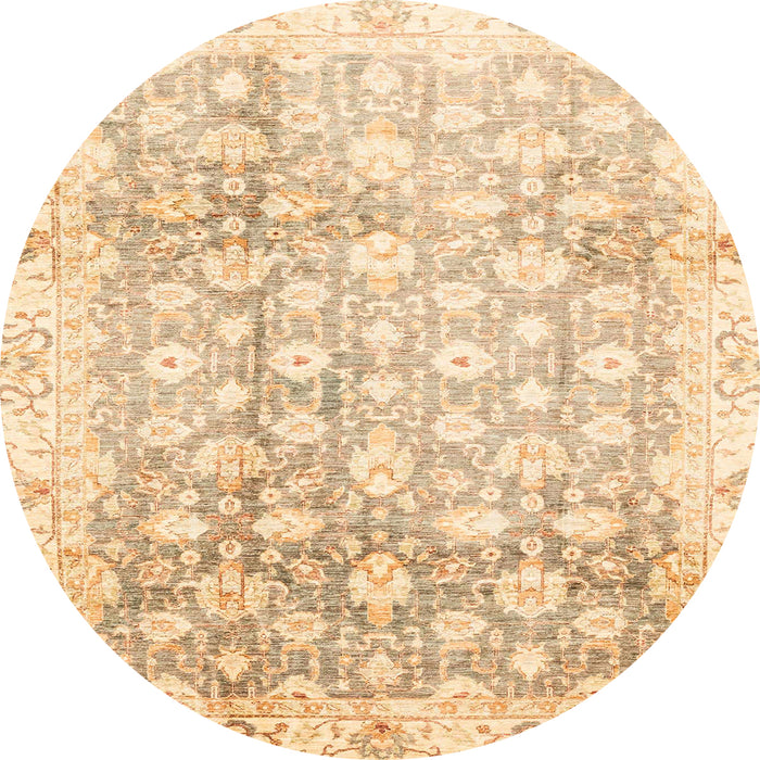 Round Abstract Sun Yellow Oriental Rug, abs3348