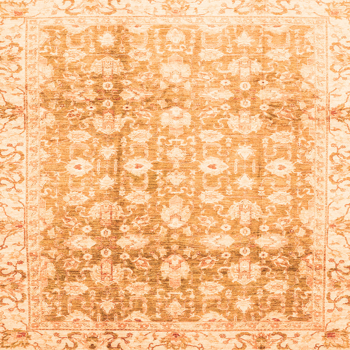 Square Machine Washable Oriental Orange Traditional Area Rugs, wshabs3348org