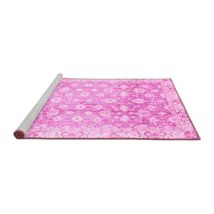 Sideview of Machine Washable Oriental Pink Traditional Rug, wshabs3348pnk