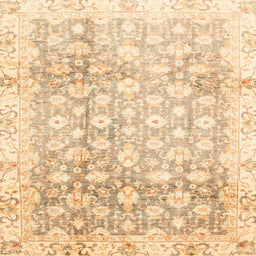Square Abstract Sun Yellow Oriental Rug, abs3348