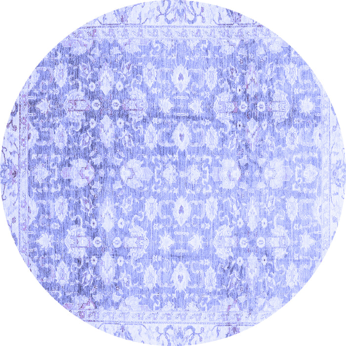 Round Machine Washable Oriental Blue Traditional Rug, wshabs3348blu