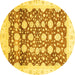 Round Oriental Yellow Traditional Rug, abs3349yw