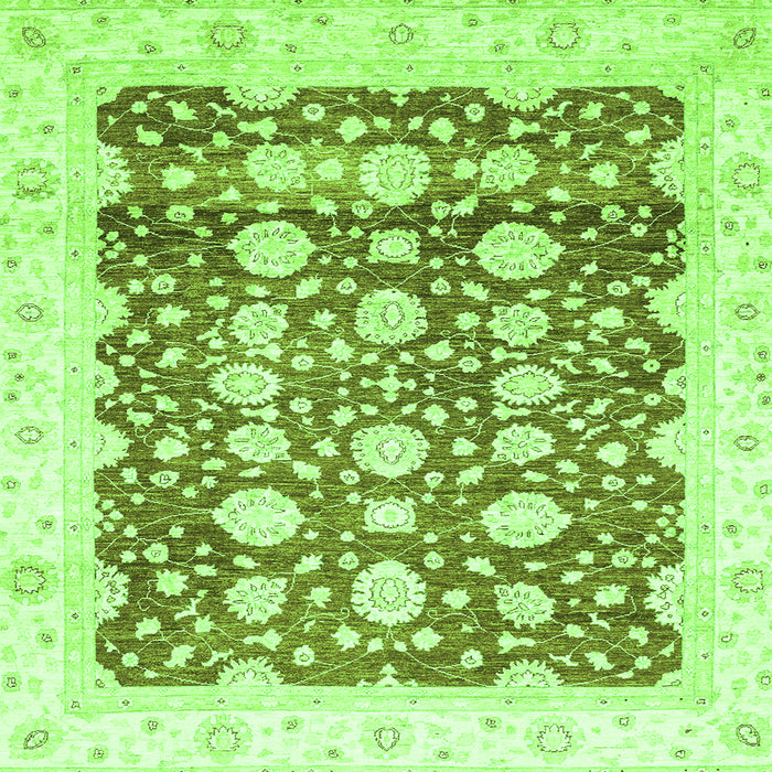 Square Machine Washable Oriental Green Traditional Area Rugs, wshabs3349grn