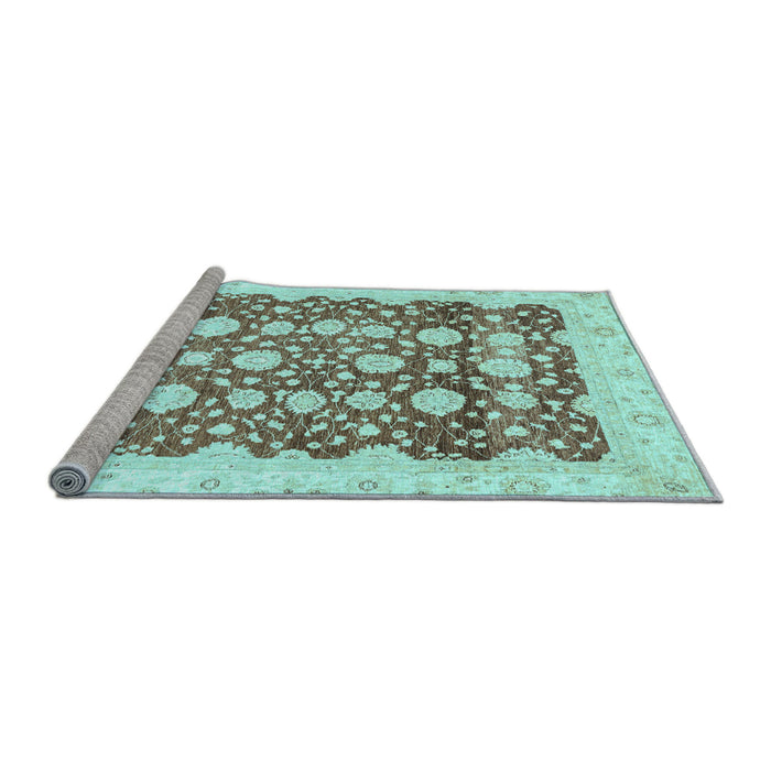 Sideview of Machine Washable Oriental Light Blue Traditional Rug, wshabs3349lblu