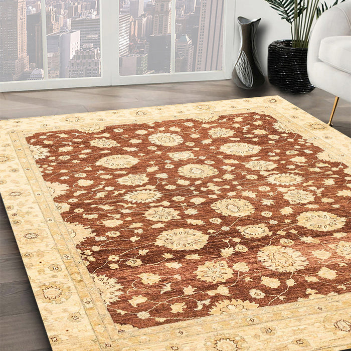 Abstract Sun Yellow Oriental Rug in Family Room, abs3349